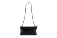 0334. Chanel Black Quilted Double Zip Chain, Dark tone Hardware