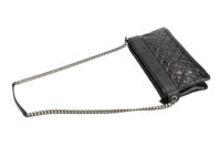 0334. Chanel Black Quilted Double Zip Chain, Dark tone Hardware