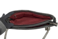 0334. Chanel Black Quilted Double Zip Chain, Dark tone Hardware