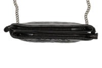 0334. Chanel Black Quilted Double Zip Chain, Dark tone Hardware