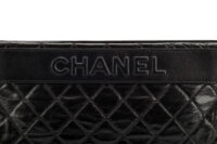 0334. Chanel Black Quilted Double Zip Chain, Dark tone Hardware
