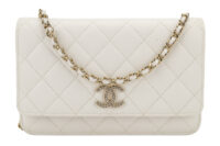0358. Chanel White Quilted, Caviar Leather, WOC, Light Gold Hardware