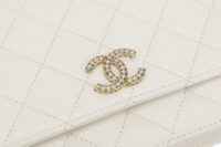 0358. Chanel White Quilted, Caviar Leather, WOC, Light Gold Hardware