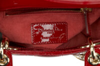 0359. Dior, Lady Dior Mini, Red Patent, Gold Hardware