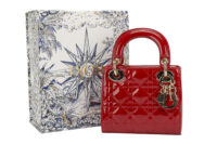 0359. Dior, Lady Dior Mini, Red Patent, Gold Hardware