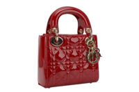 0359. Dior, Lady Dior Mini, Red Patent, Gold Hardware