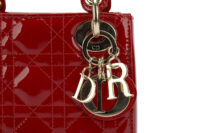 0359. Dior, Lady Dior Mini, Red Patent, Gold Hardware