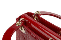 0359. Dior, Lady Dior Mini, Red Patent, Gold Hardware