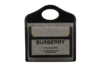 0364. Burberry Check Pocket Cloth Bag, Gold Hardware1