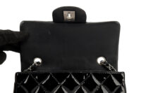0349. Chanel Mini Black Patent, Silver Hardware