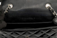 0349. Chanel Mini Black Patent, Silver Hardware
