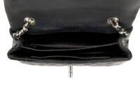 0349. Chanel Mini Black Patent, Silver Hardware