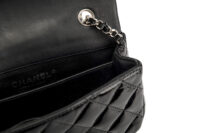 0349. Chanel Mini Black Patent, Silver Hardware