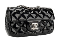 0349. Chanel Mini Black Patent, Silver Hardware