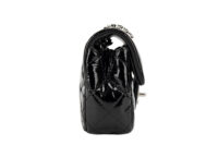0349. Chanel Mini Black Patent, Silver Hardware