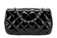 0349. Chanel Mini Black Patent, Silver Hardware