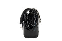 0349. Chanel Mini Black Patent, Silver Hardware