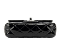 0349. Chanel Mini Black Patent, Silver Hardware