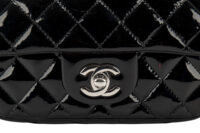 0349. Chanel Mini Black Patent, Silver Hardware