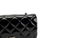 0349. Chanel Mini Black Patent, Silver Hardware