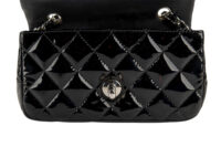 0349. Chanel Mini Black Patent, Silver Hardware