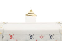 0387. Louis Vuitton White Embossed Monogram Petite Malle, Gold Hardware12