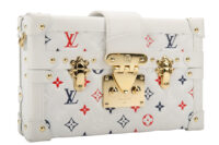 0387. Louis Vuitton White Embossed Monogram Petite Malle, Gold Hardware2