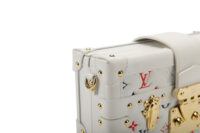 0387. Louis Vuitton White Embossed Monogram Petite Malle, Gold Hardware9