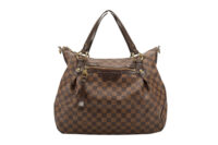 0406. Louis Vuitton Evora, Damier Ebene Brown Canvas Tote, Gold Hardware1