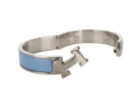 0411. Hermes Clic Bracelet, Porcelain Blue Teal, Silver Hardware NEW14
