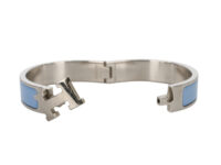 0411. Hermes Clic Bracelet, Porcelain Blue Teal, Silver Hardware NEW16