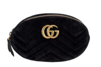 0422. Gucci Marmont Black Velvet Belt Bag, Gold Hardware1