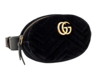 0422. Gucci Marmont Black Velvet Belt Bag, Gold Hardware2