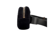 0422. Gucci Marmont Black Velvet Belt Bag, Gold Hardware5