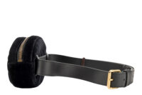0422. Gucci Marmont Black Velvet Belt Bag, Gold Hardware6