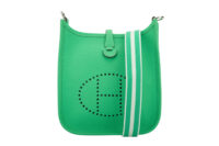 0442. Hermes TPM Evelyne Green Clemence Leather, Silver Hardware1