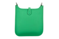 0442. Hermes TPM Evelyne Green Clemence Leather, Silver Hardware4