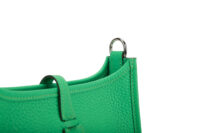 0442. Hermes TPM Evelyne Green Clemence Leather, Silver Hardware8