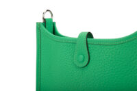 0442. Hermes TPM Evelyne Green Clemence Leather, Silver Hardware9