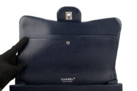0446. Chanel Jumbo Classic Double Flap, Blue Lambskin, Silver Hardware12