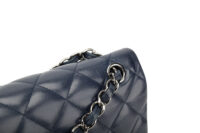 0446. Chanel Jumbo Classic Double Flap, Blue Lambskin, Silver Hardware8