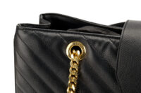 0455. Saint Laurent Chain Shopping Tote, Black Caviar, Gold Hardware7