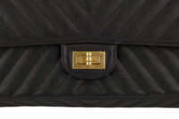 0466. Chanel 2.55 Double Flap Medium Black Chevron Leather, Gold Hardware7