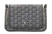 0473. Goyard Plumet Grey Goyardine Crossbody, Silver Hardware1
