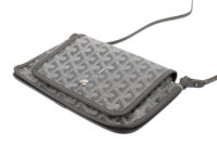 0473. Goyard Plumet Grey Goyardine Crossbody, Silver Hardware4