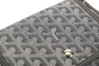 0473. Goyard Plumet Grey Goyardine Crossbody, Silver Hardware7