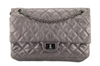 0477. Chanel Timeless Re-issue Grey Metallic Finish, Silver Hardware1