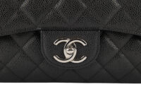0478. Chanel Maxi Classinc Double Flap Black Caviar Leather, Silver Hardware8