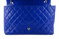 0468. Chanel Maxi Classic Blue Quilted Leather, Silver Hardware12