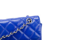 0468. Chanel Maxi Classic Blue Quilted Leather, Silver Hardware16